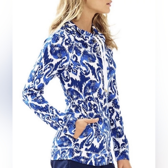 Lilly Pulitzer Jackets & Blazers - Lilly Pulitzer Angela Zip-Up Jacket Blue White Pockets Flamingos Size Small